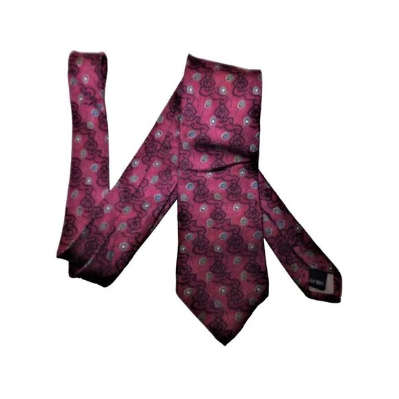 Museum of Fine Arts Boston Men's Silk Tie Burgundy Abstract Print 56 inches - Picture 1 of 5